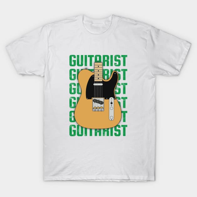 Guitarist Repeated Text T-Style Electric Guitar Body T-Shirt by nightsworthy